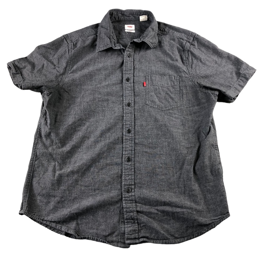 Levis Mens Large Gray Casual Button Down Short Sleeve Shirt, Standard fit - Picture 1 of 7